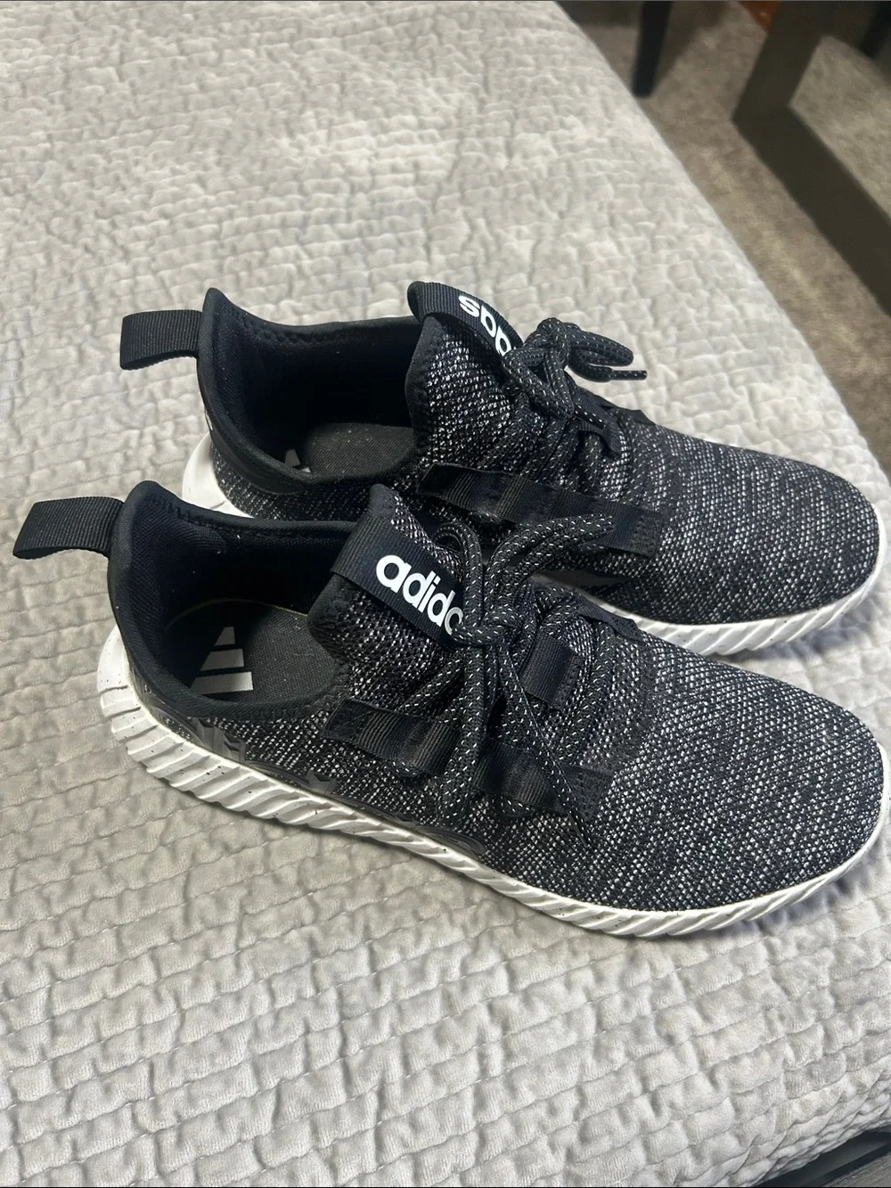 adidas Men's Black and White Knit Sneaker